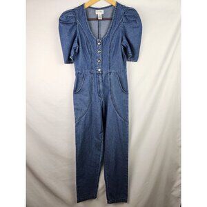 Jessica Simpson Womens Denim Jumpsuit Size XS Blue Jean Short Sleeve Outfit Pant